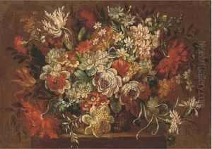 Summer Flowers In A Wicker Basket