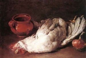 Still-Life with Hen, Onion and Pot 1750s by Giacomo Ceruti (Il Pitocchetto)