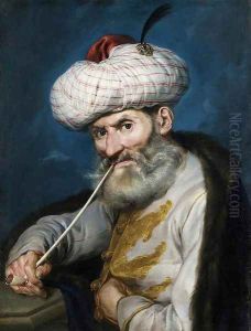 Portrait of a Smoking Man in Oriental Habit c. 1740 by Giacomo Ceruti (Il Pitocchetto)