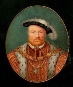 An Oval Portrait Of Henry Viii by George Perfect Harding