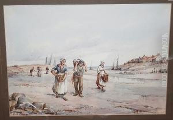 Fisherfolk On Nomandy Shore - view 1