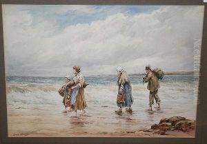 Fisherfolk On The Shore, Normandy by Cyril Hardy
