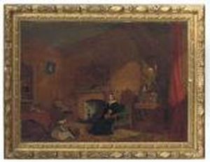 A Mother And Child In An Interior by Frederick Daniel Hardy