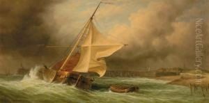 Pair Of Works Rough Seas Break In The Storm by James Hardy