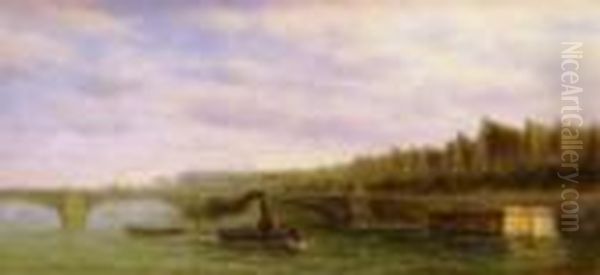 City River Scene With Boats - view 1