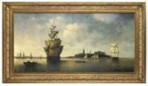 Anchored Ships On Tranquil Waters by James Hardy
