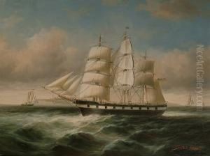 A Impressive Ship In Full Sail. by James Hardy