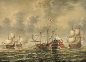 Warships Off A Coastal Town Warships Off A Coastal Town