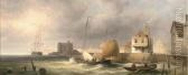 A Fishing Vessel Leaving The Harbour - view 1