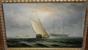 A Dutch Fishing Vessel And Two Dutch Naval Ships, Signed 'janes Hardy'