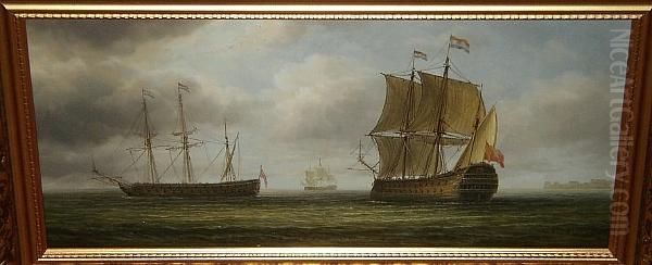 Two Views Of A Dutch Frigate, Signed 'janes Hardy' - view 1