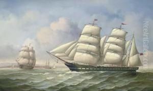 Shipping Vessels By Moonlight by James Hardy