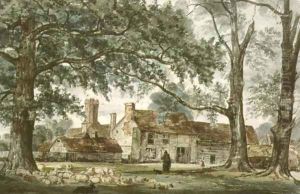 Farm Buildings and a Shepherd with a Flock of Sheep by Thomas Collier