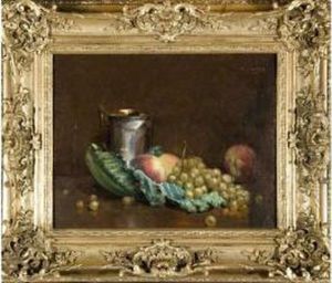 Nature Morte Aux Raisins Et A La Tasse Dargent by Ernest Hareux