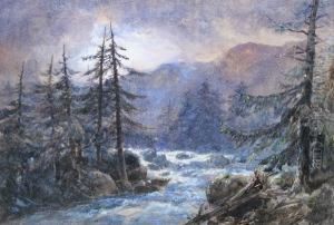 Mountain River In Spate by Edward Hargitt