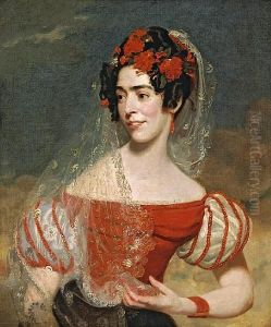 A Portrait Of A Lady In A Spanish Costume,thought To Be Miss Maria Foote by George Henry Harlow