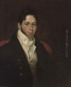 Portrait Of A Gentleman, Bust-length, In A Black Coat by George Henry Harlow