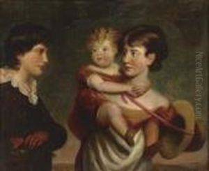 Portrait Of A Girl Carrying A Child And A Boy Portrait Of A Girl Carrying A Child And A Boy