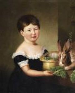 George Henry Harlow . Child And Rabbit