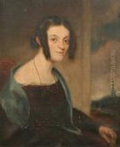 A Portrait Of A Young Lady Of The Gurney Family, With Norwich Cathedral In The Distance by George Henry Harlow