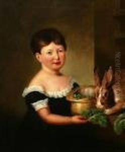 Portrait Of A Child With A Pet Rabbit