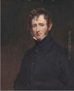 Portrait Of A Gentleman, Half-length, In A Black Coat And Whitecollar Portrait Of A Gentleman, Half-length, In A Black Coat And Whitecollar