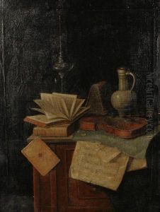 Still Life Of Violin And Books by William Michael Harnett