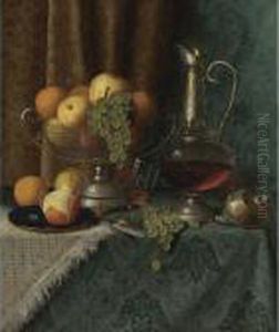 Still Life With Fruit And Wine by William Michael Harnett