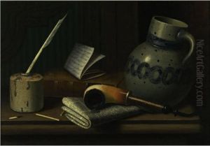 Still Life With Inkwell And Jug by William Michael Harnett