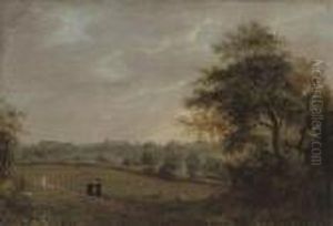 A View Of Eton From The North, With Pupils In The Foreground by Richard Bankes Harraden