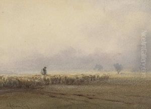 Evening Mist On Sussex Downs by Charles Harrington