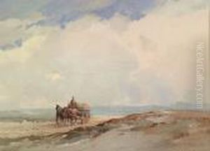 "the Top Of The Hill", Wagon And Horses In A Landscape by Charles Harrington