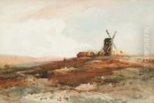 Rural Landscape With A Windmill by Charles Harrington