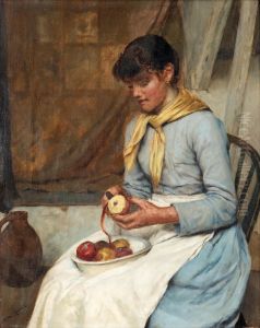 Young Woman Peeling Apples by Edwin Harris