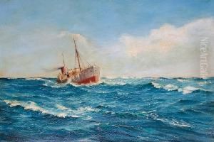 Trawler At Sea In A Swell