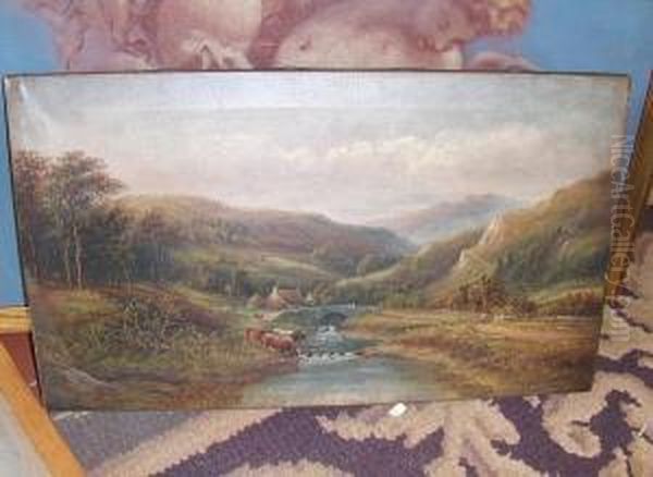 Cattle Watering At A Mountain Stream,
Stapleton, Near Presteigne, Powys - view 1