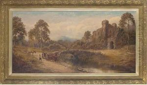 Workers Logging Outside A Castle
