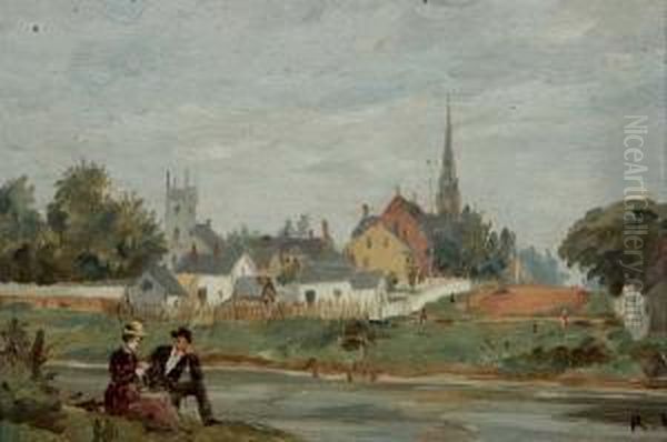 River View With Seated Couple. - view 1