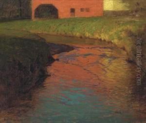 Red Barn By A Stream