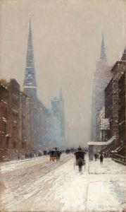 Fifth Avenue In Winter by Lowell Birge Harrison