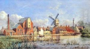 River Scene With Buildings