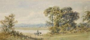 Horse And Cart By A Lake by Charles Harmony Harrison