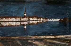 View Of Tay Street By Night by Charles Harmony Harrison