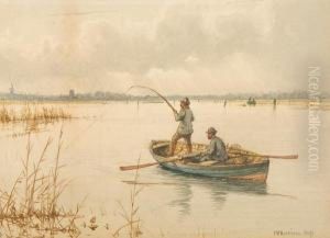 Fishing On The Broads by Charles Harmony Harrison