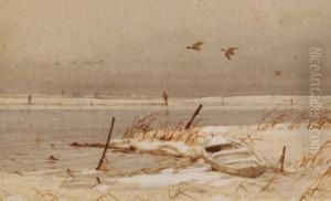 Winter Lake Scene by Charles Harmony Harrison