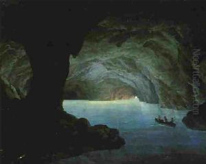 The Blue Grotto, Capri 1851 by Johann-Hermann Carmiencke