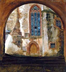 Detail of Rochsburg Castle in Saxony by Johann-Hermann Carmiencke