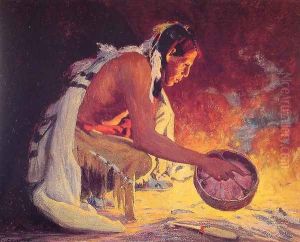 Indian by Firelight by Eanger Irving Couse