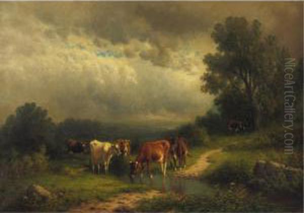Cows By A Stream - view 1