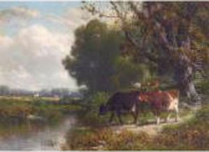 Cows Heading For A Stream by William M. Hart